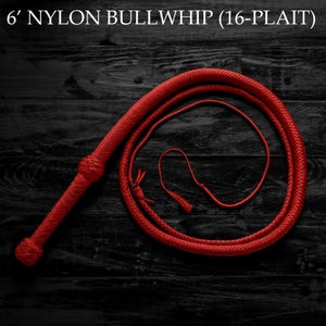 6-Foot Red Nylon Bullwhip, 16-Plait