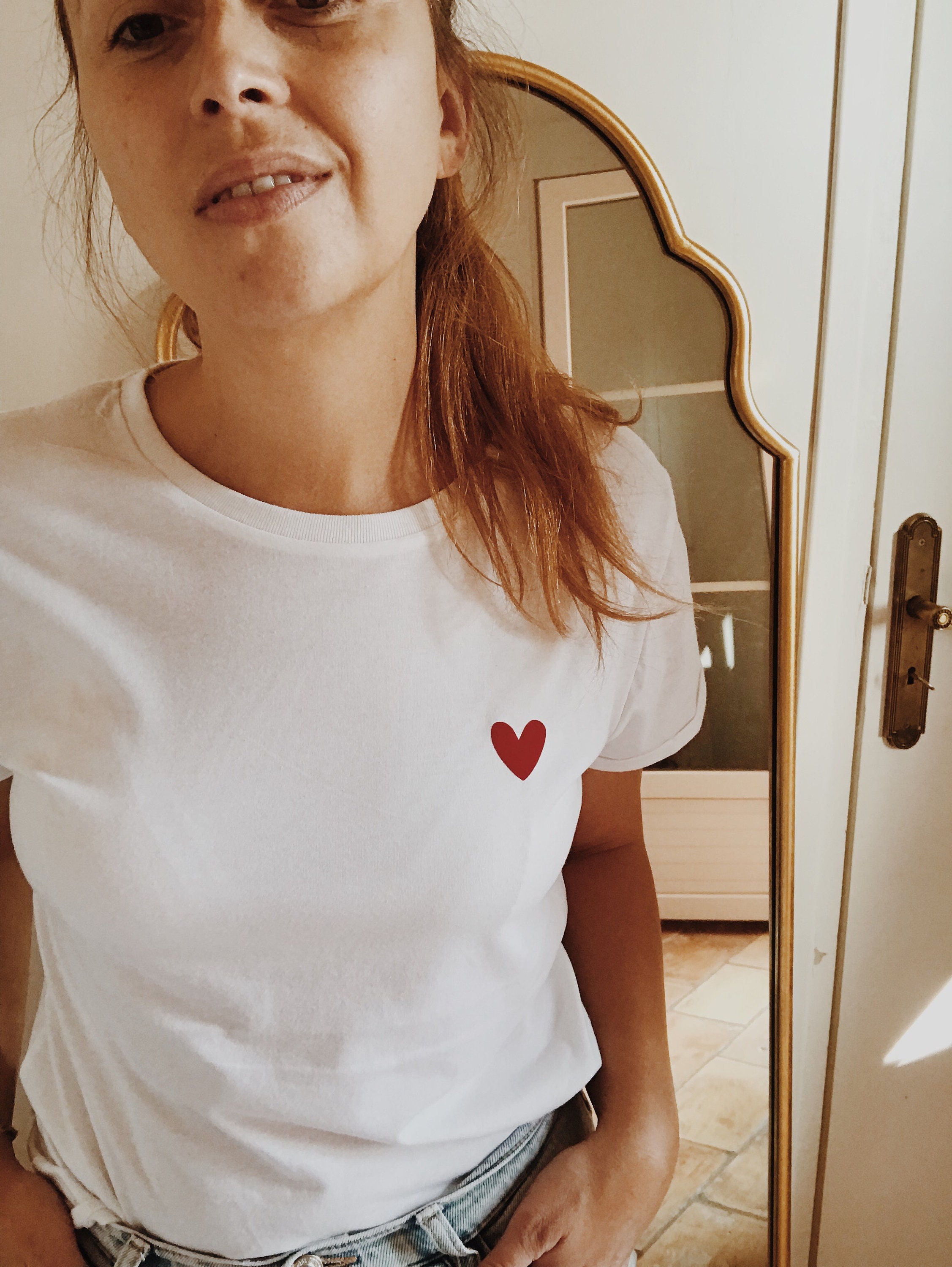 Women s Tshirt in Recycled Cotton With Rolled up Sleeves Etsy