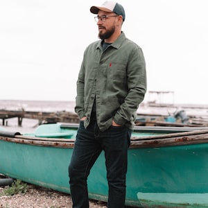Veste d'atelier homme motif homard en Coton et Lin