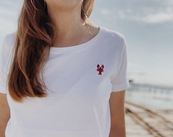 Women's Lobster Pattern Tshirt In Organic Cotton 2 colors to choose from