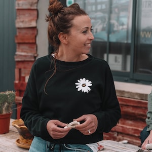 Women's Black "Marguerite" Sweatshirt in Organic Cotton