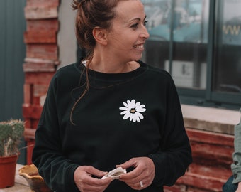 Women's Black "Marguerite" Sweatshirt in Organic Cotton