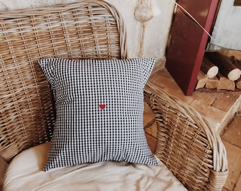 Square Gingham Cotton Cushion Cover