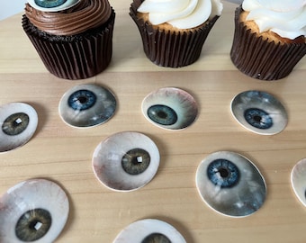 Edible Halloween Eyeball Toppers - Pre-Cut Wafer Paper for Cupcakes