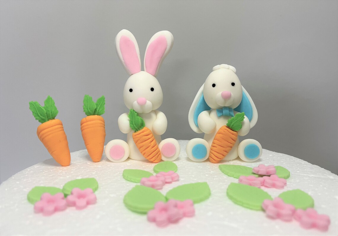 Fondant Rabbit Cake Topper. Easter Cake/birthday Cake Edible Decoration ...