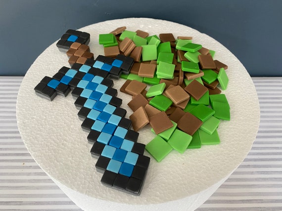 Minecraft Fondant Gateau Topper Ensemble Epee Fondante Etsy