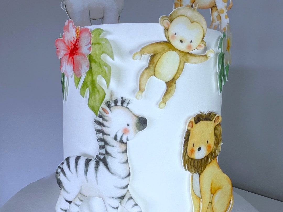 Safari Animals / Edible Cake Topper Set / Wafer Card/icing Sheet ...