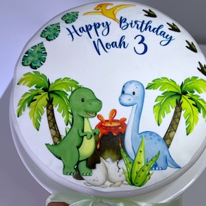 Dinosauri personalizzati Foglio di glassa pretagliato/topper per torta in ostia / Foglio di glassa per bambini in età di compleanno Immagine decorazione per torta con dinosauri