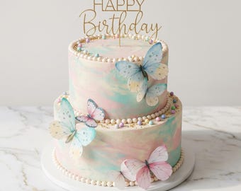 Farfalle acquerellate in wafer pretagliate - Decorazioni commestibili per torte/cupcake