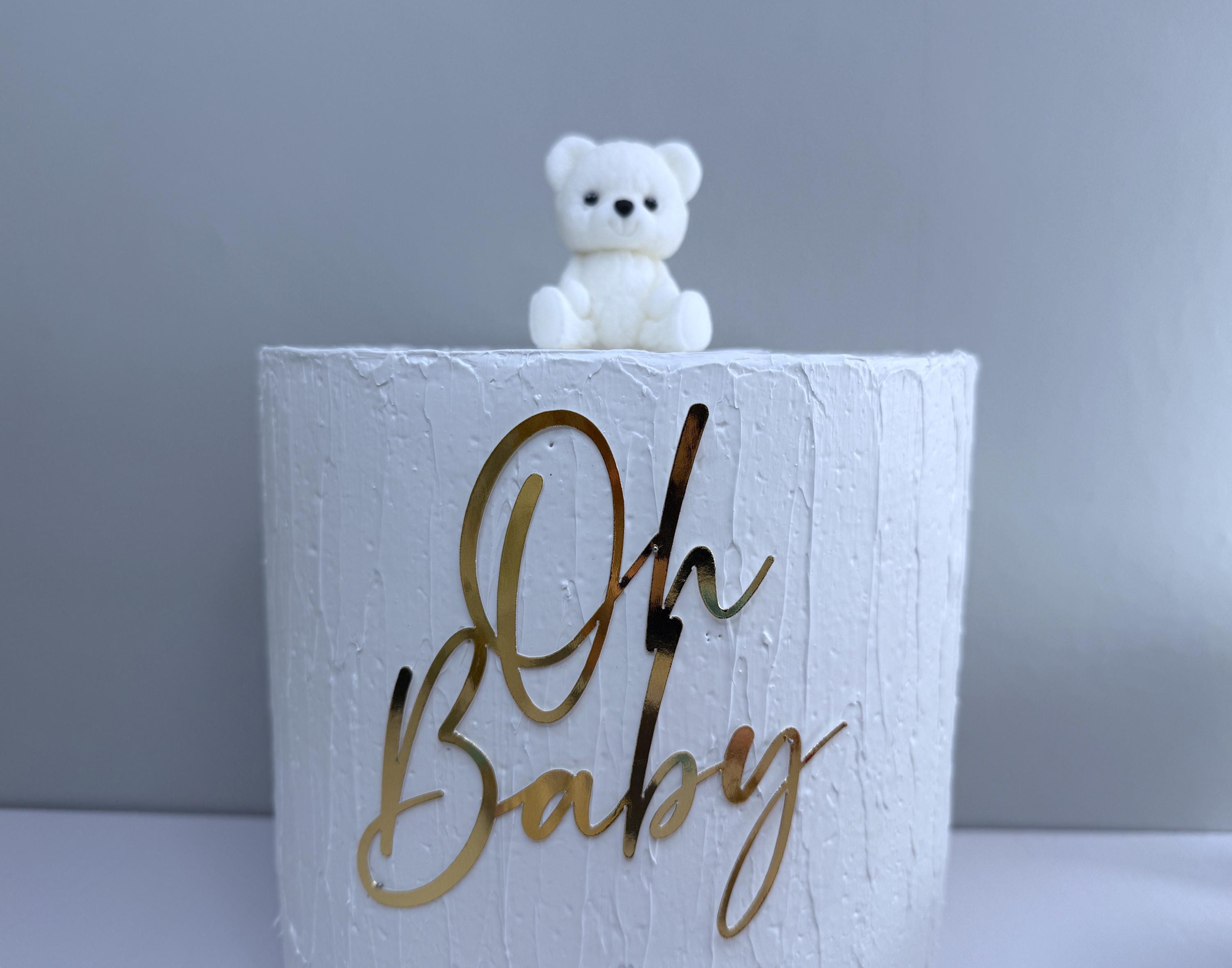 Teddy Bear Cake Topper. Edible Cake Topper. Christening. Baby Shower ...