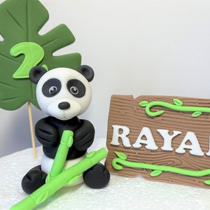 Personalised Edible Handmade Panda and Bamboo Cake Topper Fondant Sugar Paste Decoration