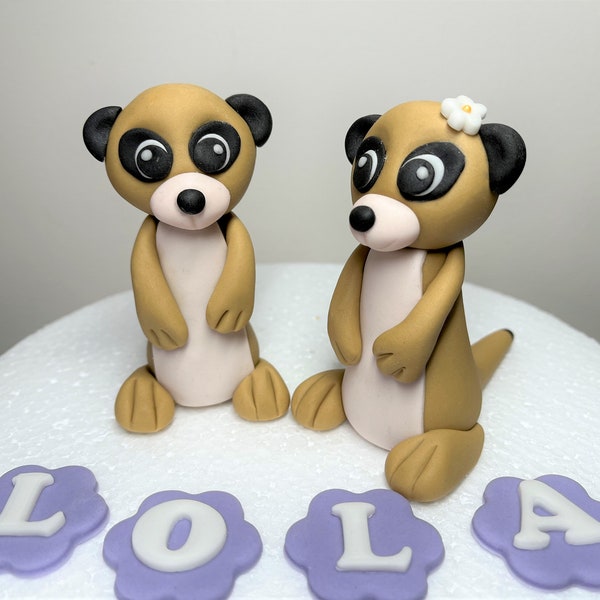 2 décorations comestibles de gâteau de suricate - dessus de gâteau d'anniversaire - anniversaire de fille garçon - figure comestible de suricate 3D