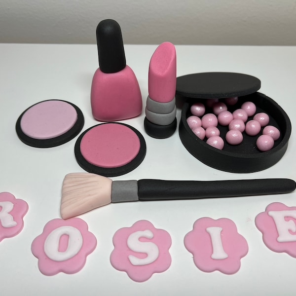 Personalised Make up set.Fondant make up cake toppers.Birthday cake decorations.