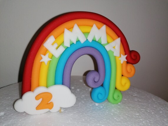 Cake topper in legno arcobaleno personalizzato con nome topper
