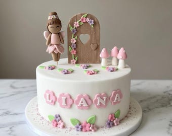 Customised Edible Fairy Cake Topper Set: Garden Theme