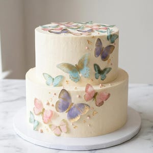 Wafer Paper Butterfly Toppers -12/18/24. Edible Pastel Blue, Pink & Purple.
