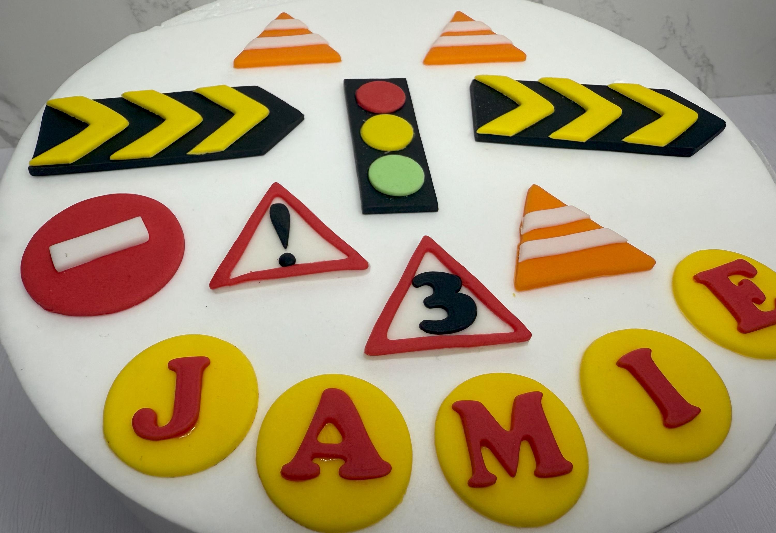 Edible Cake Topper Set. Birthday Cake Decorations. Fondant Road Signs ...