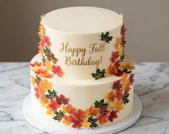 Maple Leaf Edible Toppers: Fall Cake Decorations (Pre-Cut Wafer Paper)
