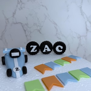 Racing cars cake toppers / Edible personalized tires / birthday fondant cake topper set. Handmade car birthday decoration.
