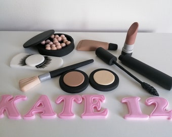 Personalised Make up set / Fondant make up cake toppers / Birthday cake decorations