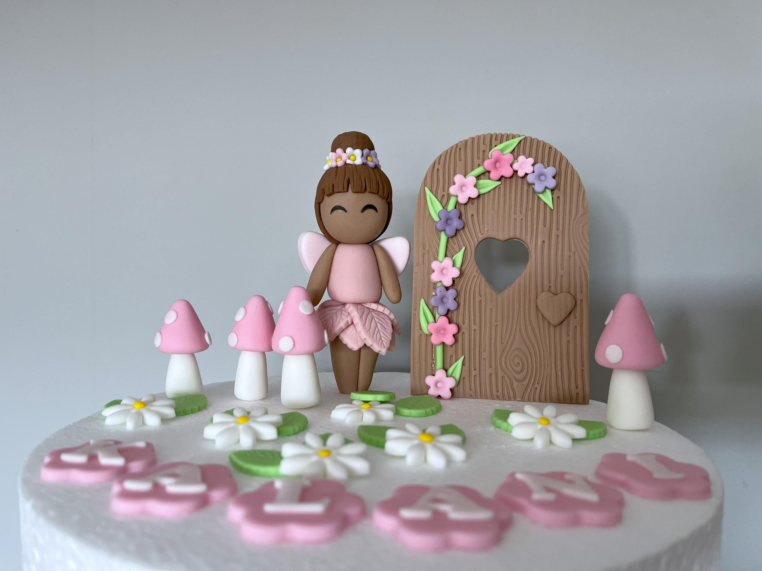 39 Pezzi Decorazioni Torta A Tema Fata - Funghi, Fate, Fiori Per Compleanno Bambine - Foto 13