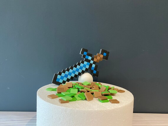 Minecraft Fondant Gateau Topper Ensemble Epee Fondante Etsy