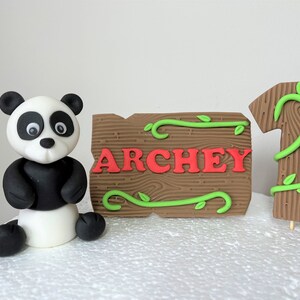 Personalised Edible Handmade Panda Cake Topper. Fondant Sugar Paste Decoration. Baby cake decoration