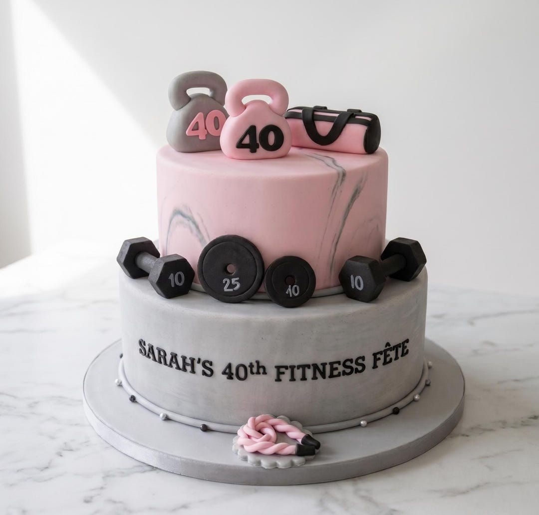 Handmade Edible Gym Themed Cake Topper Weights / Exercise Cake Topper ...