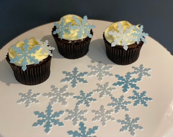 Snowflakes cupcake topper set - Edible wafer cake/cupcake decorations