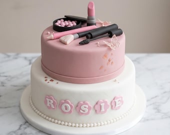 Personalised Fondant Cake Toppers: Makeup Set Decorations