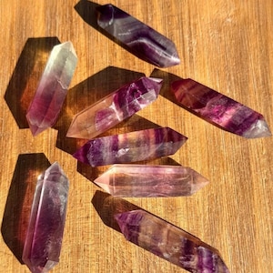 Double Terminated Watermelon Fluorite Wand: Heart & Third Eye Chakra Tool