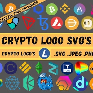 112 Crypto Logos, Bitcoin, Ethereum, Cardano, Litecoin, Crypto SVG, Crypto jpeg, Crypto png, Downloadable Crypto Names, Crypto tshirts
