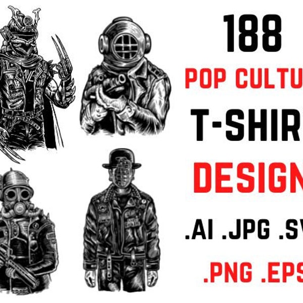 Pop Culture T-Shirt Designs - 188 designs de t-shirts de haute qualité, T-Shirt SVG, T-Shirt PNG, T-Shirt Designs, Download, Tee Designs, svg 2023