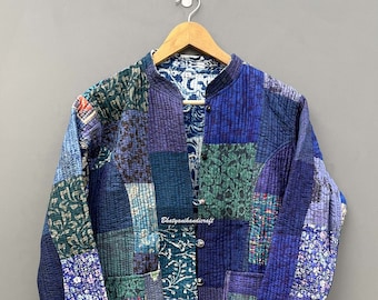 Silk Sari Jacket, Womens Jacket, Quilted Jacket, Vintage Jacket, Patchwork Jacket, Silk Reversible Jacket