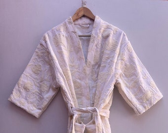 Handgemachte Baumwolle Neue Suzani Stickerei Jacke, Winter Gewärmter Mantel Steppjacke Kimono Bademantel Sexy Kleid