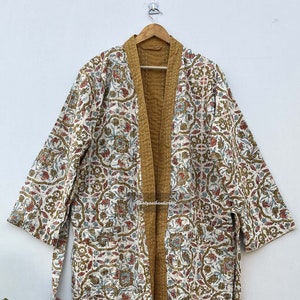 Beautiful Kantha Robe, Floral Jacket, Cotton Kantha Robe, Dressing Gown, Indian Nightwear, House Coat Robe, Gift For Her