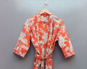 LIVRAISON EXPRESS - Peignoirs kimono en coton, kimono à imprimé floral, peignoirs de bain doux et confortables, robe portefeuille