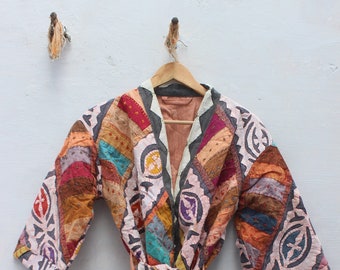 Beautiful Handmade Cut Work Kimono, Cotton Robe, Bridesmaid's Gift, Quilted Kantha Jacket