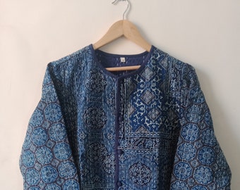 Ajrakh Kantha Jacke, Wendekimono, Ethnische Boho Jacke, bequeme Jacke, Unisex Mantel, Geschenk für sie