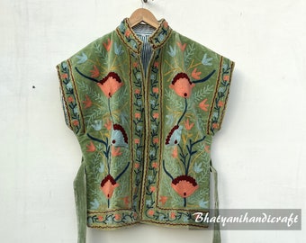 Velvet Suzani Jacket SleeveLess Embroidery Suzani Jacket Gift For Women Floral Print Velvet Coat handmade clothing