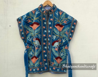 NEW suzani embroidered Jacket, Suzani long blue Jacket, suzani coat, handwoven Jacket, handmade fabric coat, handmade clothing