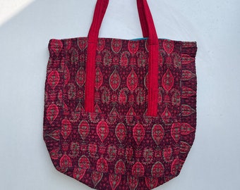 Handmade Vintage Bag, Silk Shoulder Bag, Womens Tote Bag, Everyday Bag, Market Bag, Valentines Gift