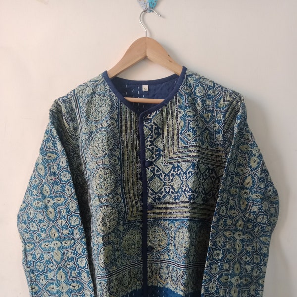 Veste Ajrakh Kantha, Veste femme, Veste Unisex Wear, Veste ethnique confortable, Cadeau pour elle