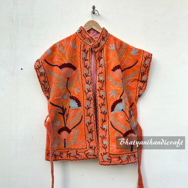 ON SALE !!  suzani embroidered Jacket, Suzani long blue Jacket, suzani coat, handwoven Jacket, handmade fabric coat, handmade clothing