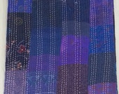 Handmade blue patola patchwork Quilt Double Bedspread Throw Blanket Quilt