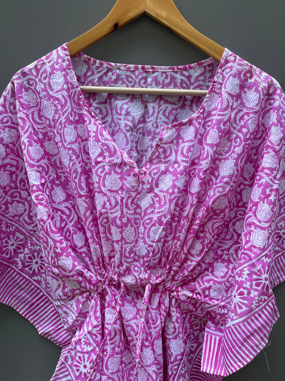 Women's Cotton Kaftan Short Kaftan Beach Cover Up Block Etsy