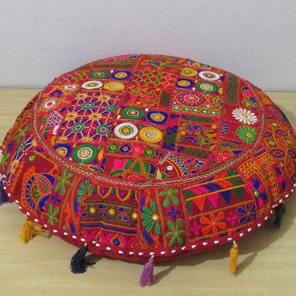 New Traditional Patchwork Round Cushion Cover, Handmade Home Decorative Pillow Cover