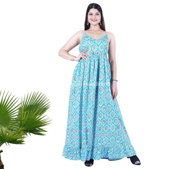 Kiva Store | Cotton Fit & Flare Dress with Kantha Stitching - Indian Tea