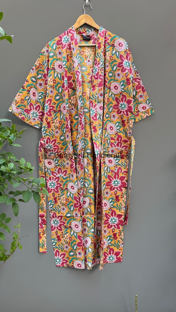 EXPRESS DELIVERY Cotton Kimono Robes, Floral Print Kimono, Soft and  Comfortable Bath Robes, Wrap Dress -  Canada