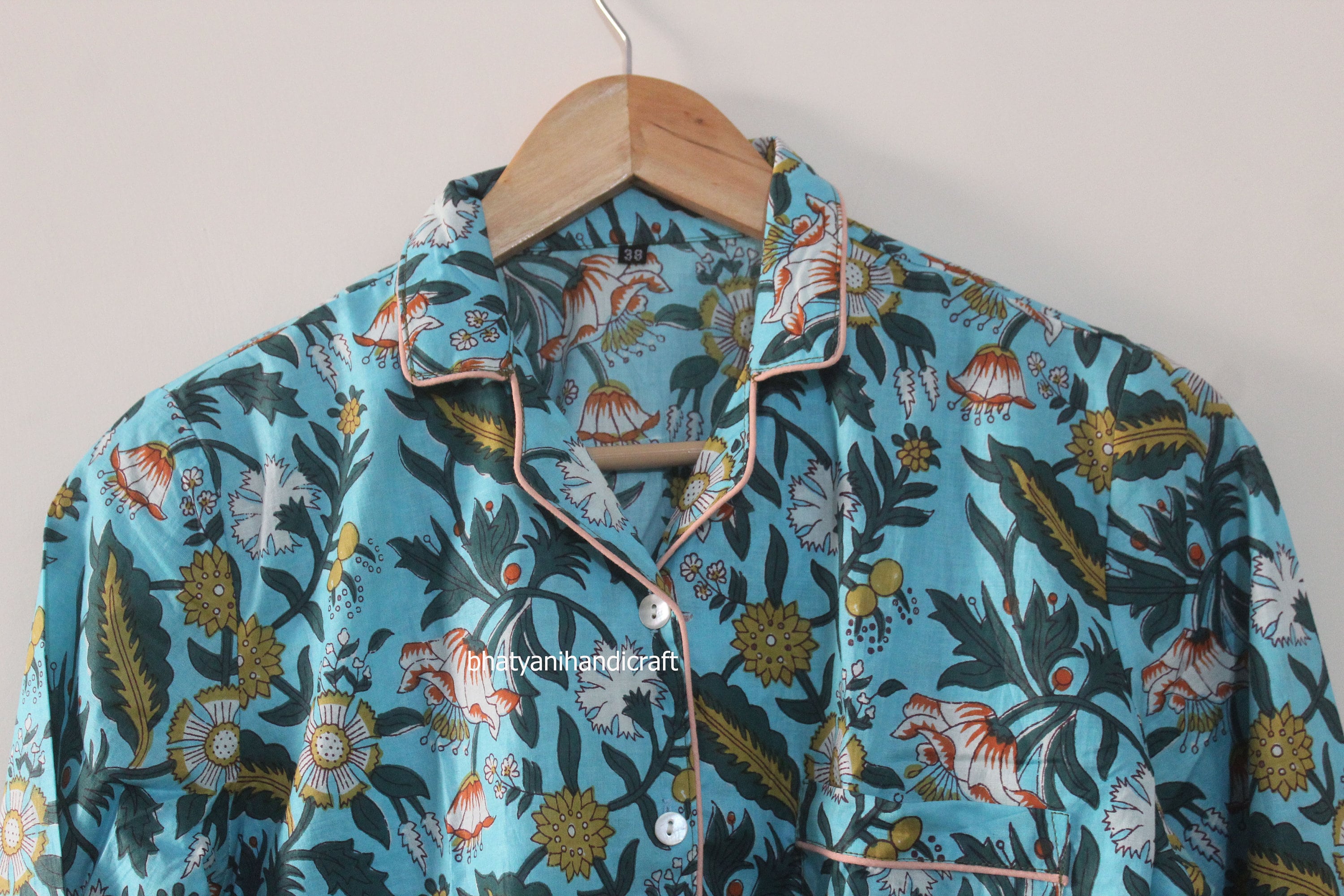 Block Printed Pajama Set Bridesmaid Pajamas Sleepwear Adult Etsy Hong